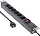 InLine 19" socket strip, 6-way protective contact, with switch, 2m, black