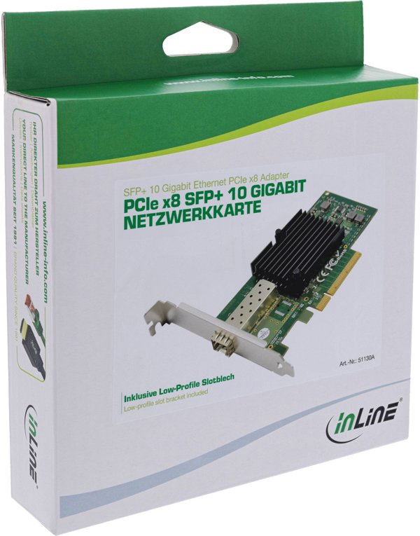 InLine® 10-Gigabit Netzwerkkarte, 1x SFP+, PCIe x8, inkl. low profile Slotblech