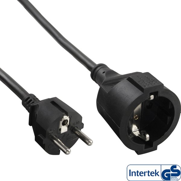 Καλώδιο Επέκτασης Ρεύματος InLine Power Type F, 1m, Μαύρο