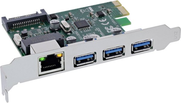 InLine® Combokarte Gigabit Netzwerk und USB 3.2 Gen.1, 1x RJ45, 3x USB-A