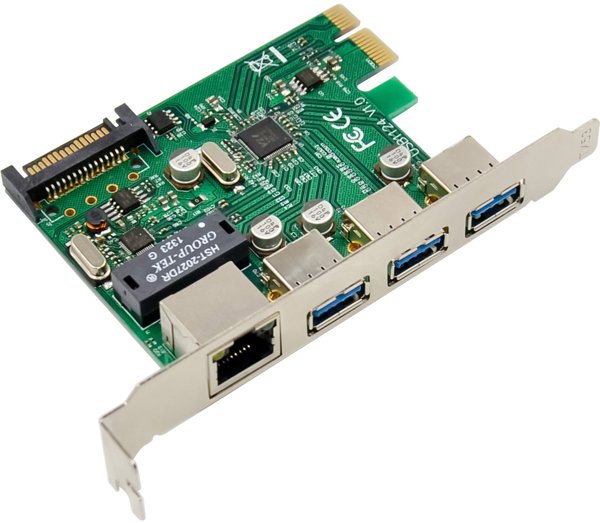 InLine® Combokarte Gigabit Netzwerk und USB 3.2 Gen.1, 1x RJ45, 3x USB-A