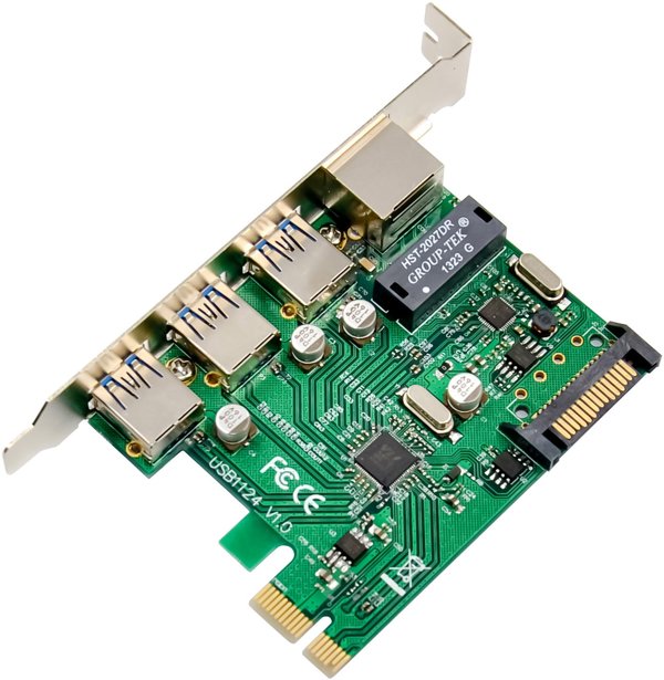 InLine® Combokarte Gigabit Netzwerk und USB 3.2 Gen.1, 1x RJ45, 3x USB-A