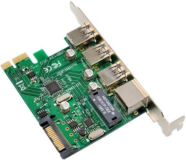 InLine® Combokarte Gigabit Netzwerk und USB 3.2 Gen.1, 1x RJ45, 3x USB-A