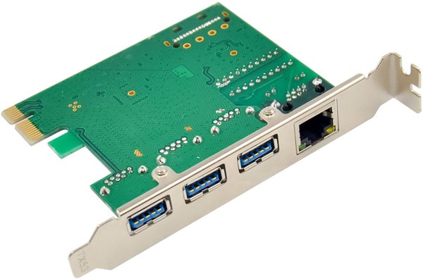 InLine® Combokarte Gigabit Netzwerk und USB 3.2 Gen.1, 1x RJ45, 3x USB-A