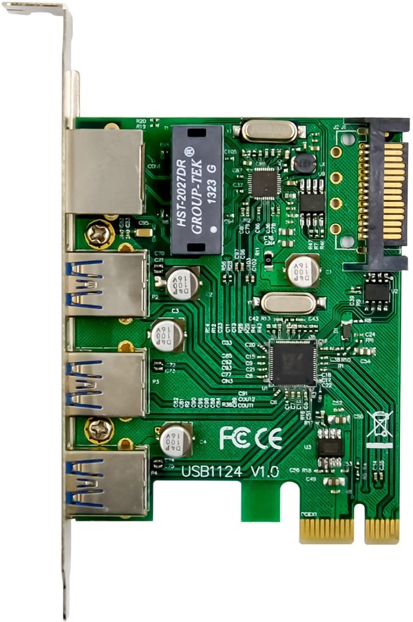 InLine® Combokarte Gigabit Netzwerk und USB 3.2 Gen.1, 1x RJ45, 3x USB-A