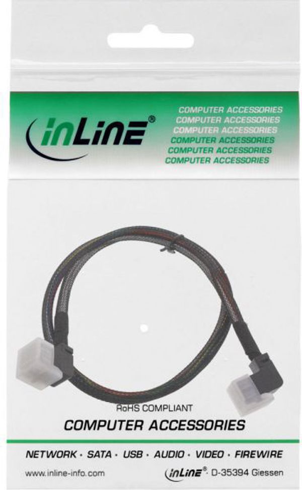 InLine Καλώδιο Mini SAS HD SFF-8643 σε SFF-8643 Γωνιακό με Sideband 0.5m (27626A)