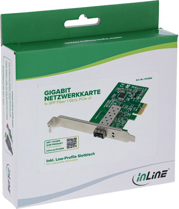 InLine® Gigabit Netzwerkkarte, 1x SFP Fiber 1Gb/s, PCIe x1, inkl. LP Slotblech