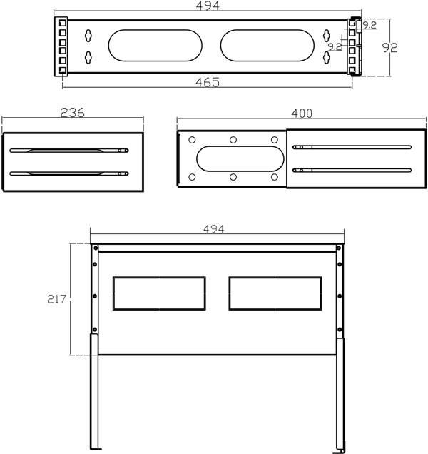 InLine InLine® 19" foldable rack, 2U, 24-40cm depth, with cover, black