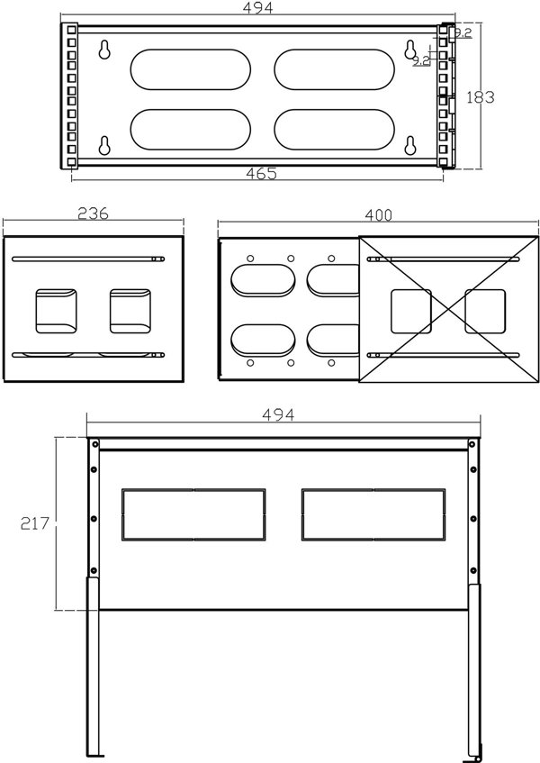 InLine InLine® 19" foldable rack, 4U, 24-40cm depth, with cover, black