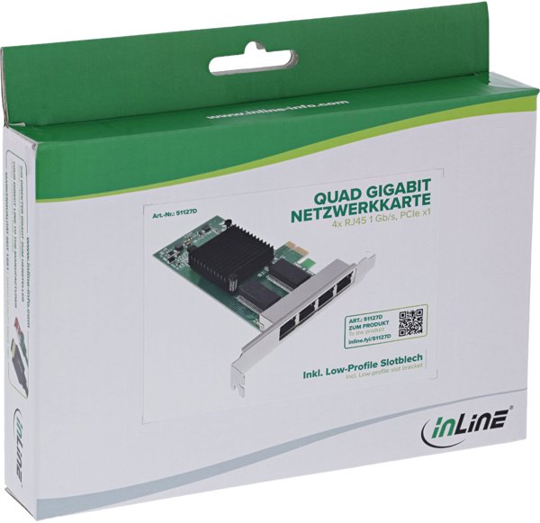 InLine® Quad Gigabit Netzwerkkarte, 4x RJ45 1 Gb/s, PCIe x1