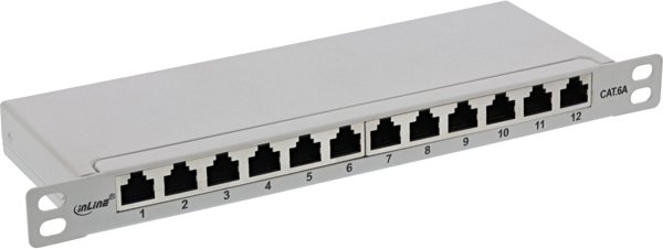 InLine InLine® 10" Patch panel Cat.6A 0.5U 12-port, light grey, RAL7035