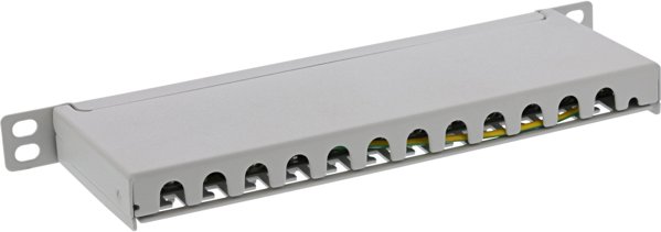 InLine InLine® 10" Patch panel Cat.6A 0.5U 12-port, light grey, RAL7035