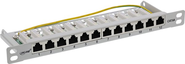 InLine InLine® 10" Patch panel Cat.6A 0.5U 12-port, light grey, RAL7035