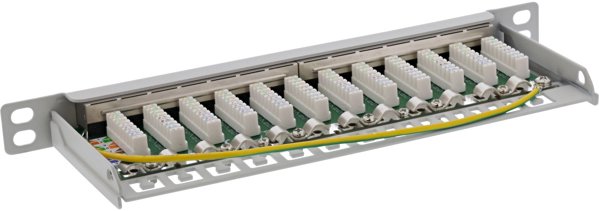 InLine InLine® 10" Patch panel Cat.6A 0.5U 12-port, light grey, RAL7035