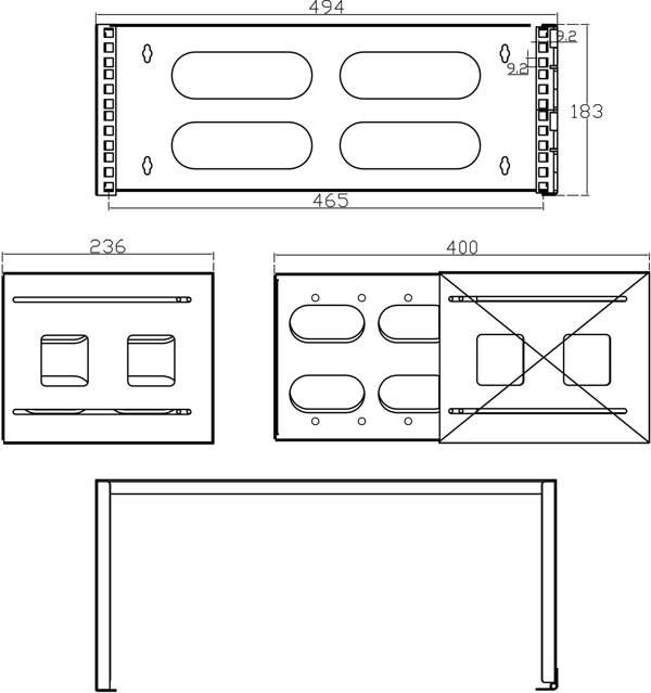 InLine InLine® 19" foldable rack, 4U, 24-40cm depth, black