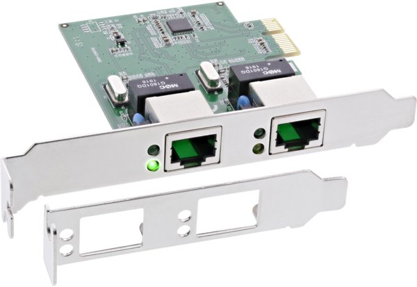 InLine® Dual Gigabit Netzwerkkarte, PCI Express, 2x 1Gb/s, PCIe x1, inkl. LP