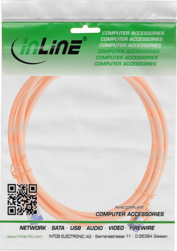 InLine Patch Cable Cat.6A Slim S/FTP, TPE (LSZH), PoE, 2m, Πορτοκαλί