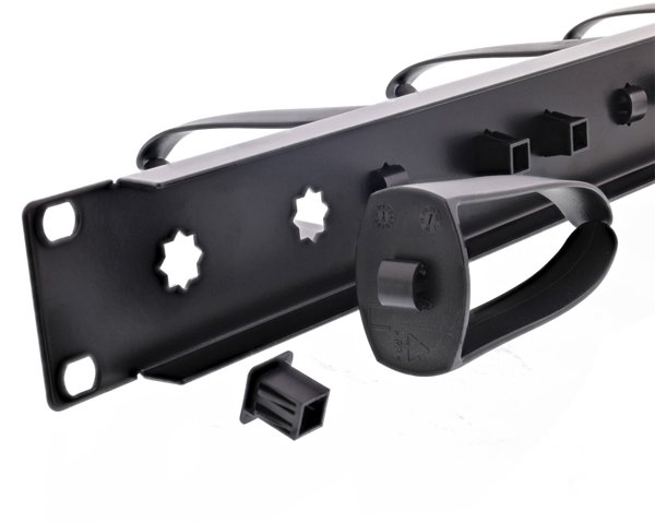 InLine InLine® 19" cable management panel, 5 plastic brackets removable, RAL 9005, black