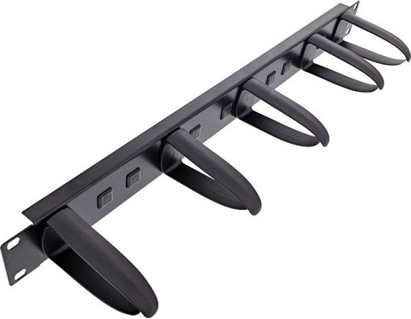 InLine InLine® 19" cable management panel, 5 plastic brackets removable, RAL 9005, black