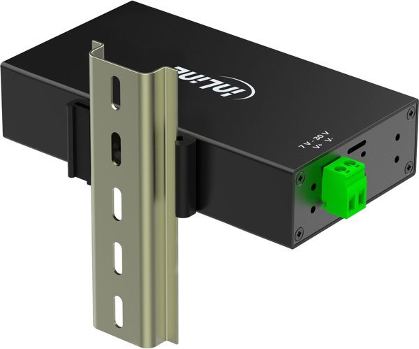 InLine Industrial USB Hub 3.2 Gen 1, 7 Θύρες, 5 Gbps, Αλουμινένιο Περίβλημα, DIN Rail Mount, Μοντέλο 33456B, Μαύρο