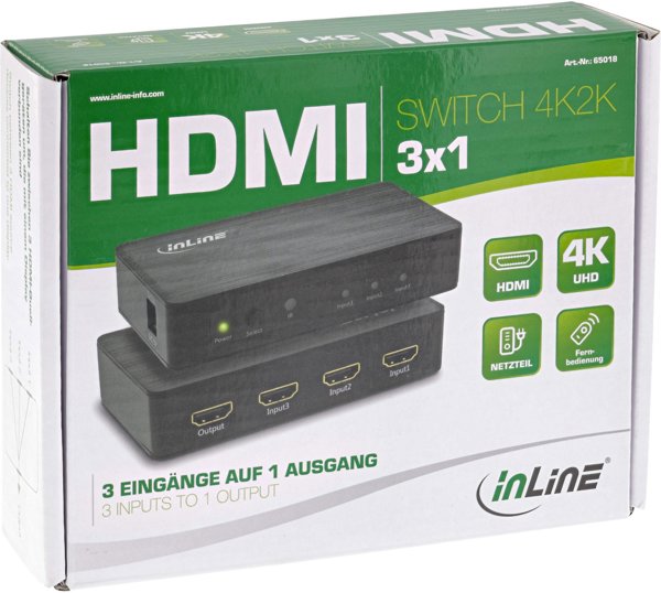 InLine® HDMI Switch, 3-fach, 4K2K@60Hz, HDCP 2.2