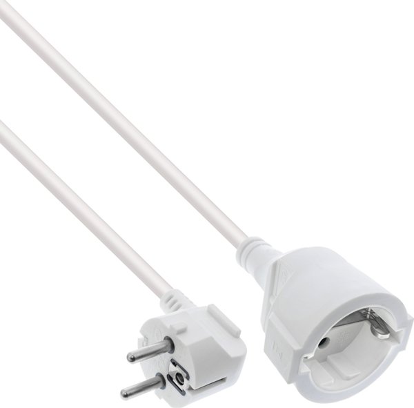 InLine Καλώδιο Προέκτασης Ρεύματος Schuko, Γωνιακό Type F, 7m, Λευκό