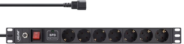 InLine InLine® 19" socket strip, 7-way, surge and overload protection, switch