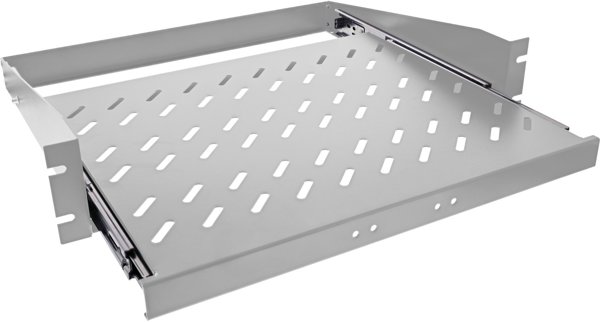InLine® 19" Fachboden ausziehbar, 350mm, 30kg, 2HE, RAL 7035 lichtgrau