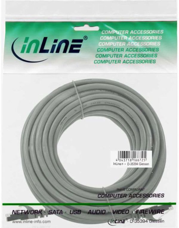 InLine Καλώδιο Δικτύου Patchcord SF/UTP Cat.5e, Γκρι, 40m (72540)