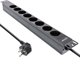 InLine InLine® 19" Socket strip, 8-way protective contact, without switch, 2m, black