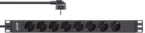 InLine InLine® 19" Socket strip, 8-way protective contact, without switch, 2m, black