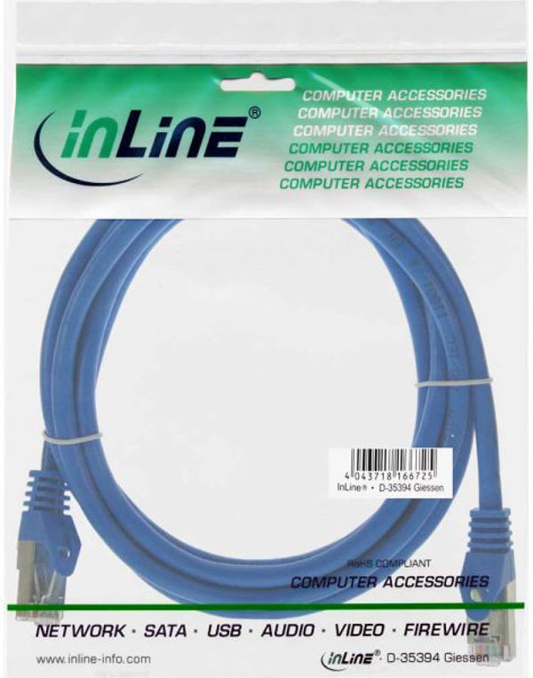 InLine Καλώδιο Δικτύου Patchcord F/UTP Cat.5e, 1.5m, Μπλε (71514B)