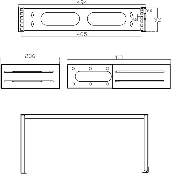 InLine InLine® 19" foldable rack, 2U, 24-40cm depth, black