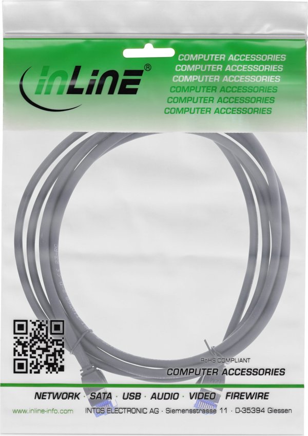 InLine Patch Cable Slim Cat.6A S/FTP, Εύκαμπτο TPE (LSZH), PoE, Μαύρο, 1m