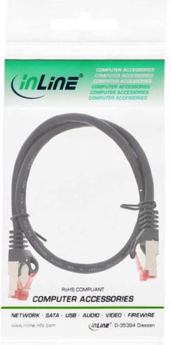 InLine Patchord Crosover S/FTP, Cat.6, czarny, 0.3m (73633X)
