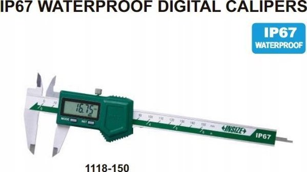 Insize Ψηφιακό Παχύμετρο 150mm IP67 3V με Λειτουργίες ABS/SQ