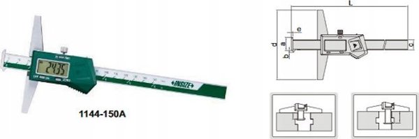 Ψηφιακό Βαθιδόμετρο Insize 150/100mm με Άγκιστρα Μέτρησης, Διπλής Όψης, Ανοξείδωτο Ατσάλι