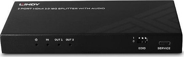 Lindy 38534 HDMI Splitter 2 Θυρών 1x2, 4K UHD, Μαύρο