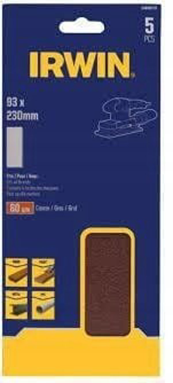 Irwin Φύλλα Λειαντικού Χαρτιού 115 x 140mm χωρίς τρύπες, P60 /10 τεμ.