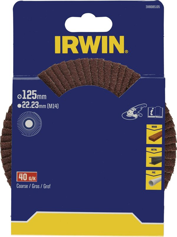 Irwin Δίσκος λειαντικός φιλέτο 125mm x 22,23mm P 40 για ξύλο, μέταλλο και πλαστικά