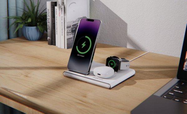 Jabees PowerGlow Φορτιστής 4 σε 1 για Smartphone, Smartwatch & Ακουστικά με Λάμπα LED, Μαύρο