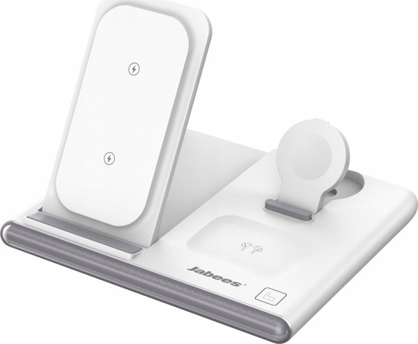 Jabees PowerGlow 4 σε 1 Ασύρματος Φορτιστής Qi για Smartphone, Smartwatch, Ακουστικά & Λάμπα LED - Λευκό