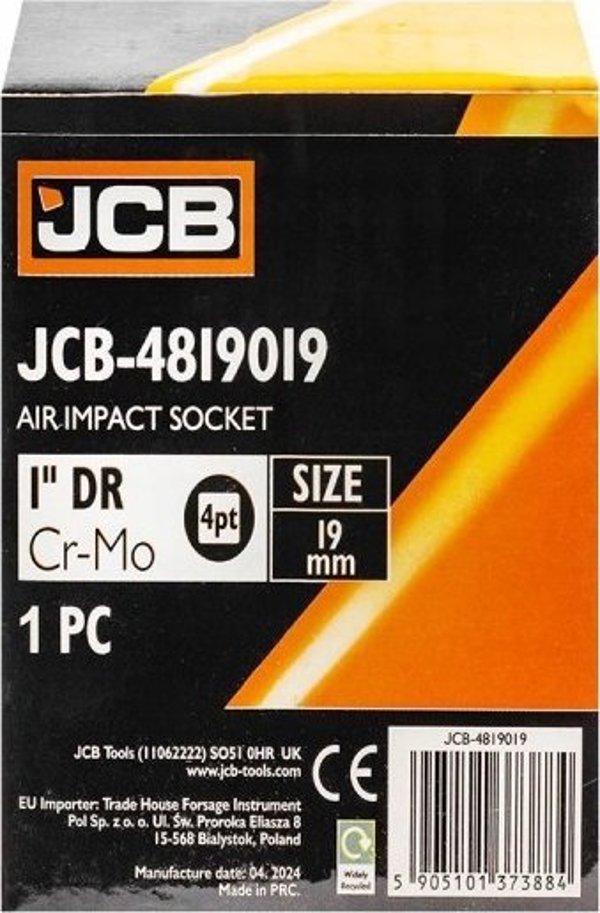 JCB Καρυδάκι Κρούσης 1" Τετράγωνο 19mm - 4-γωνιακό