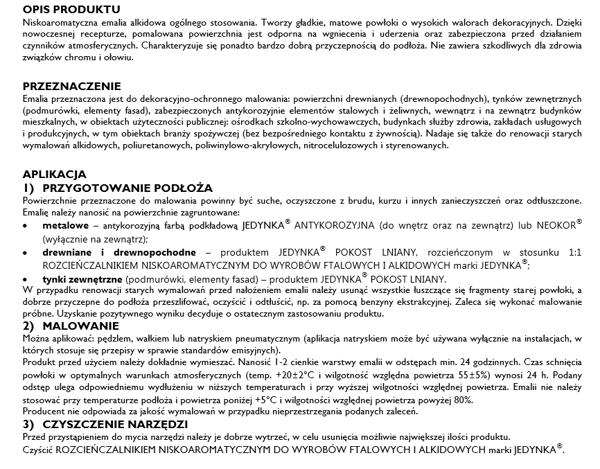 Jedynka Emalia alkidowa szary jasny 0,9L