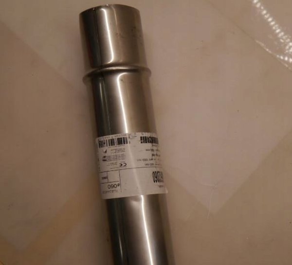 Jeremias Μονοσωλήνιο Καμινάδας EW-ECO ALBI, Φ60, Μήκος 1000mm, Με Φλάντζα, Ανοξείδωτο 1.4521, Ματ