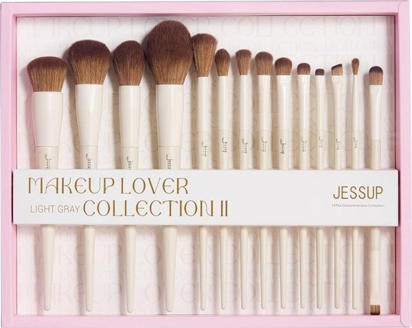 JESSUP Makeup Lover Light Gray Collection II Σετ πινέλων μακιγιάζ T329-G 14 τεμ.