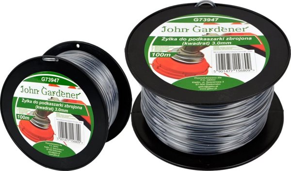 Κοπτική πετονιά John Gardener για χορτοκοπτικά και κουρευτικές μηχανές 3 mm 100 m G73947 τετράγωνη με καρδιά