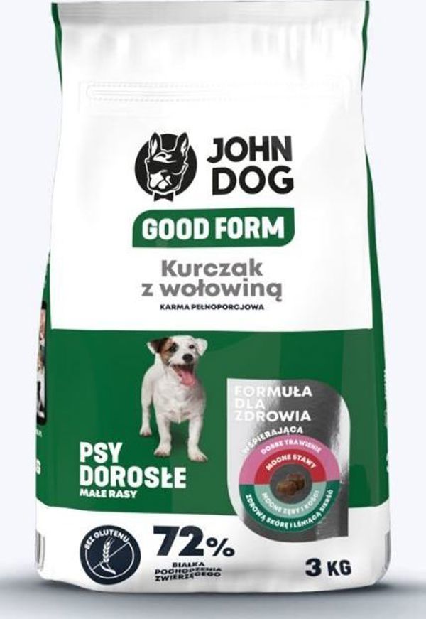 John Dog Good form Κοτόπουλο με Βοδινό για Ενήλικες, Μικρές Φυλές, 3 kg