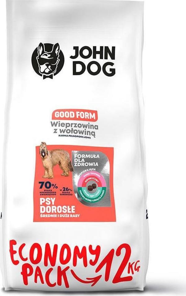 John Dog John Dog GOOD FORM ADULT Χοιρινό με Βοδινό 12kg Μεσαίες και Μεγάλες Φυλές - ξηρή τροφή για σκύλους