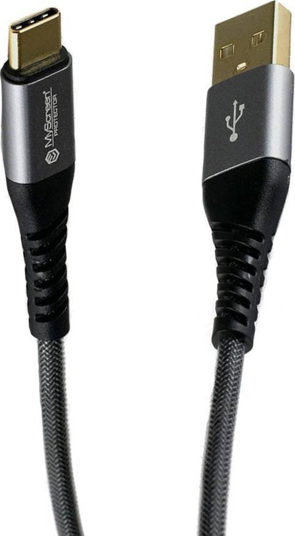 Καλώδιο USB-A σε USB-C NoName 2m με Πλεξούδα, Γκρι
